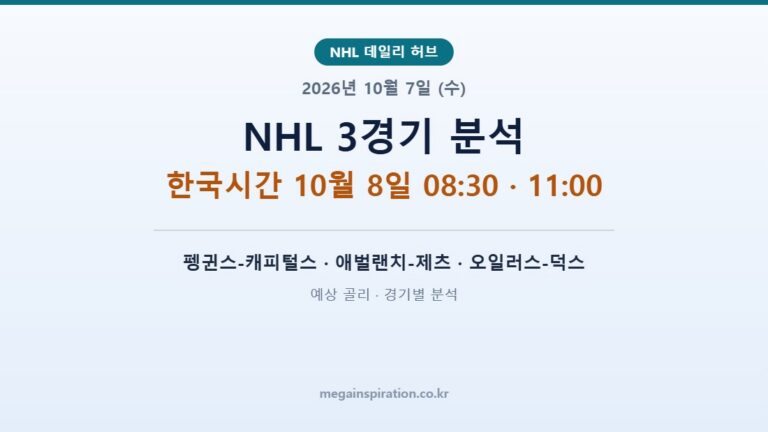 2026년 10월 7일 (수) NHL 분석