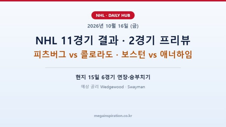 2026년 10월 16일 NHL 분석
