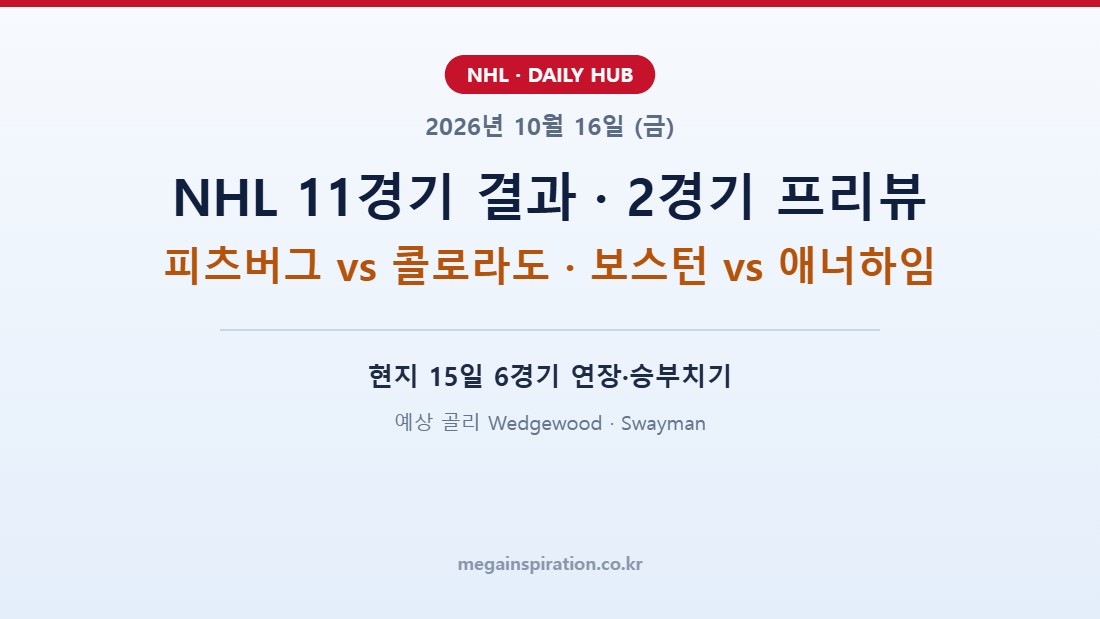 2026년 10월 16일 NHL 분석