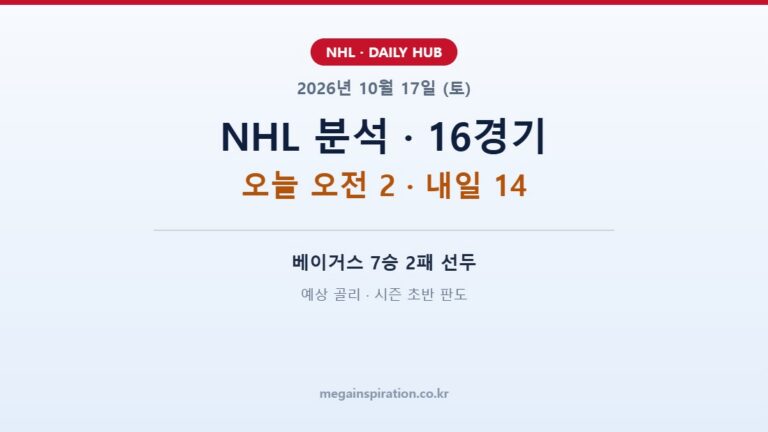 2026년 10월 17일 (토) NHL 분석