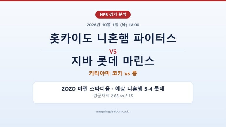 홋카이도 니혼햄 파이터스 vs 지바 롯데 마린스 NPB 분석