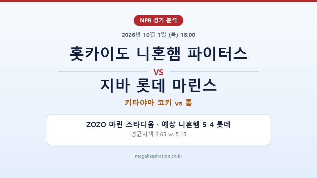 홋카이도 니혼햄 파이터스 vs 지바 롯데 마린스 NPB 분석