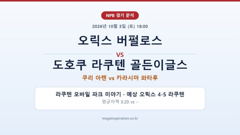 오릭스 버펄로스 vs 도호쿠 라쿠텐 골든이글스 NPB 분석