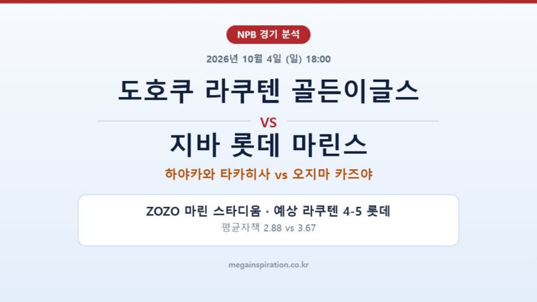 도호쿠 라쿠텐 골든이글스 vs 지바 롯데 마린스 NPB 분석