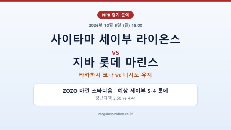 사이타마 세이부 라이온스 vs 지바 롯데 마린스 NPB 분석