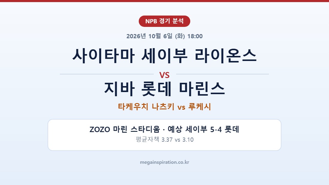 사이타마 세이부 라이온스 vs 지바 롯데 마린스 NPB 분석