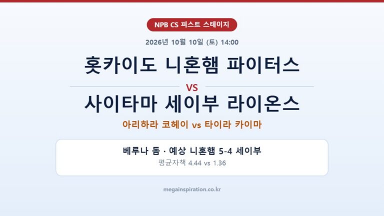 홋카이도 니혼햄 파이터스 vs 사이타마 세이부 라이온스 NPB 분석
