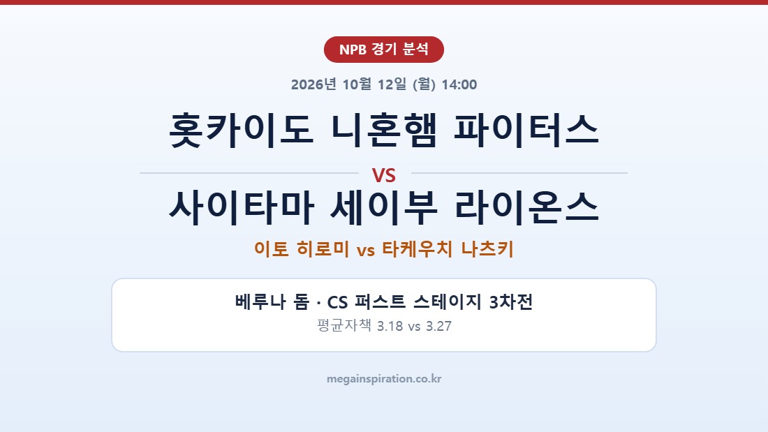 홋카이도 니혼햄 파이터스 vs 사이타마 세이부 라이온스 NPB 분석