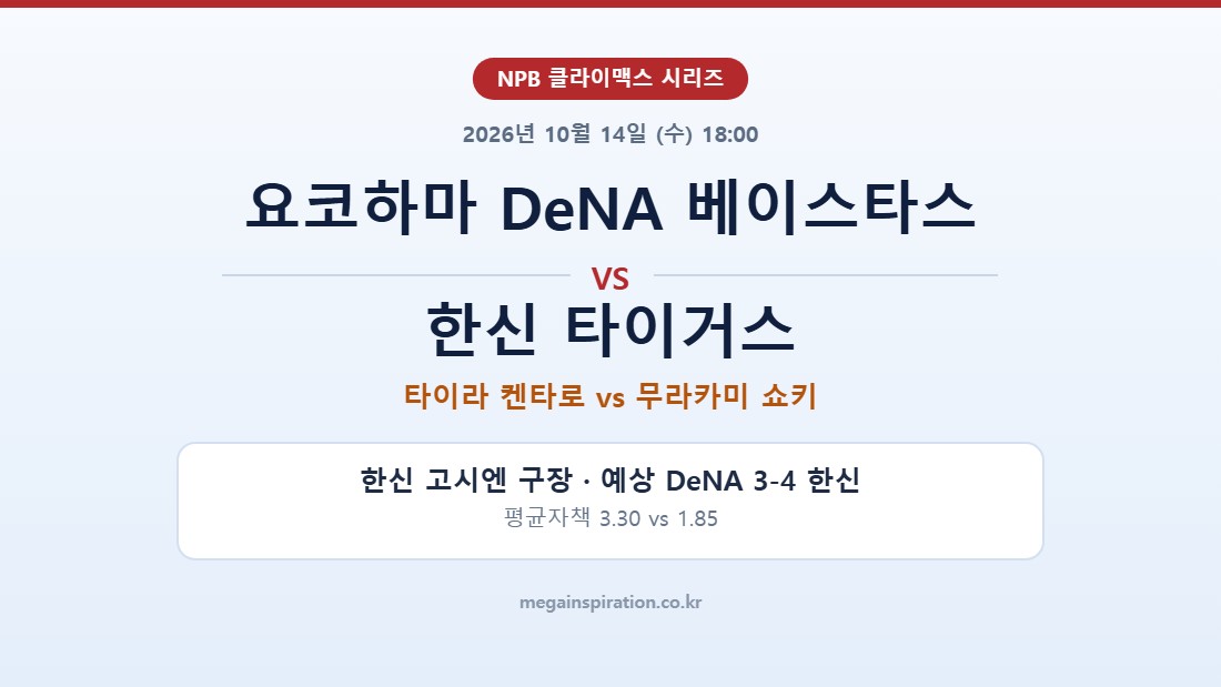 요코하마 DeNA 베이스타스 vs 한신 타이거스 NPB 분석