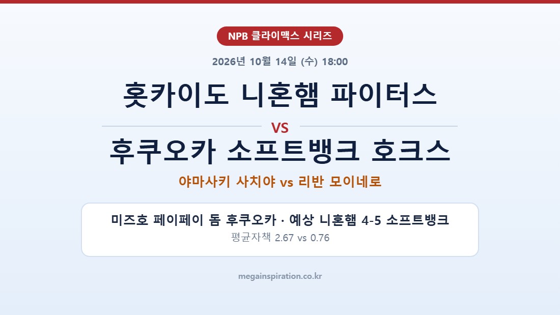 홋카이도 니혼햄 파이터스 vs 후쿠오카 소프트뱅크 호크스 NPB 분석
