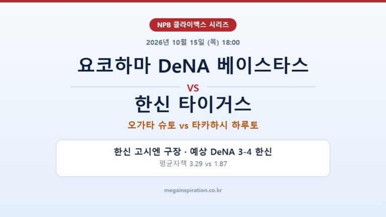 요코하마 DeNA 베이스타스 vs 한신 타이거스 NPB 분석
