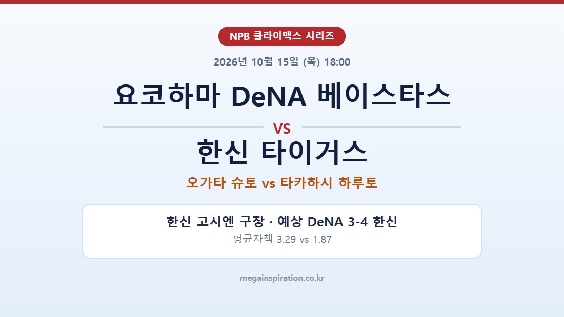 요코하마 DeNA 베이스타스 vs 한신 타이거스 NPB 분석