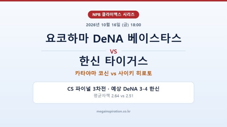요코하마 DeNA 베이스타스 vs 한신 타이거스 NPB 분석