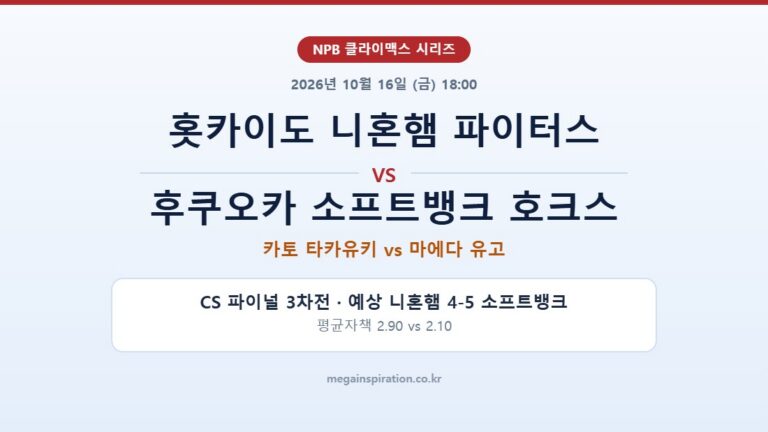 홋카이도 니혼햄 파이터스 vs 후쿠오카 소프트뱅크 호크스 NPB 분석