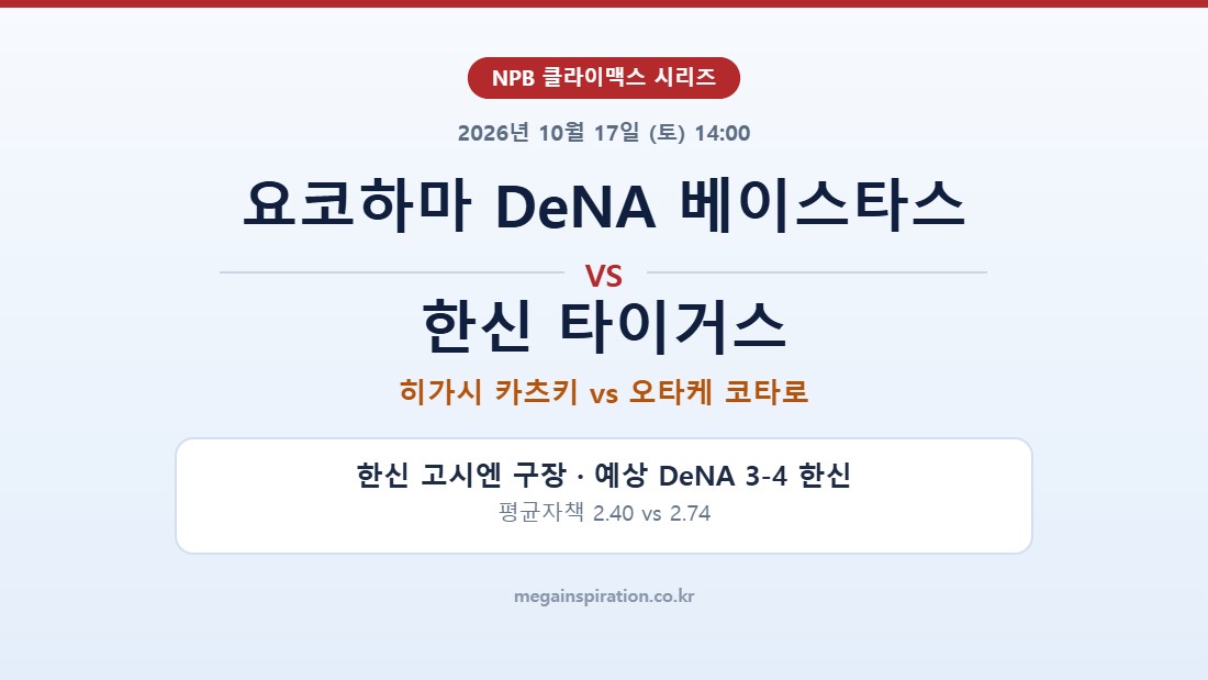 요코하마 DeNA 베이스타스 vs 한신 타이거스 NPB 분석