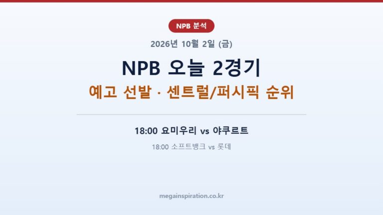 2026년 10월 2일 (금) NPB 분석