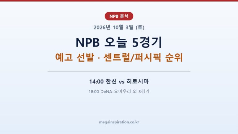 2026년 10월 3일 (토) NPB 분석