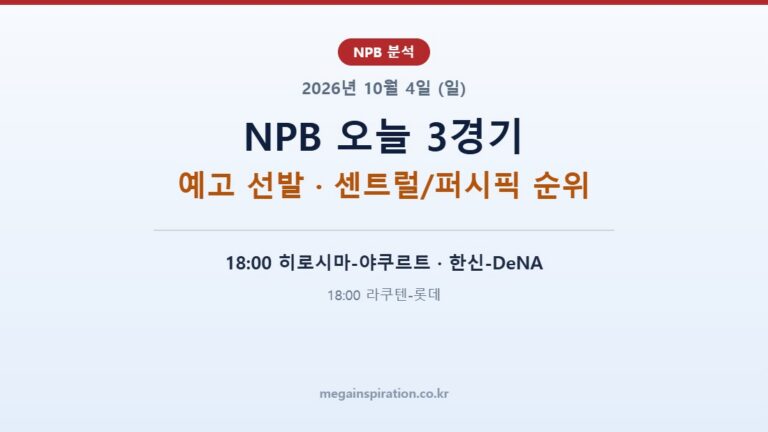2026년 10월 4일 (일) NPB 분석