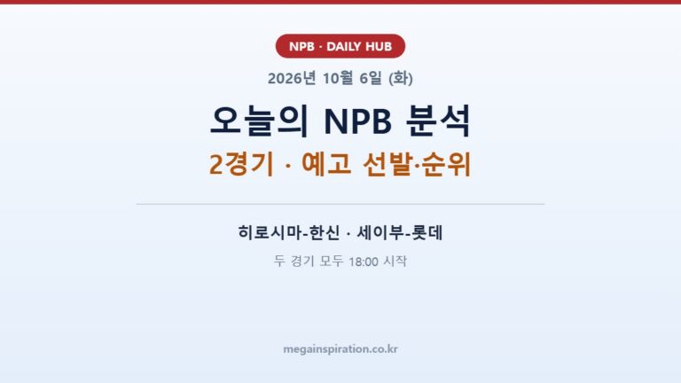2026년 10월 6일 (화) NPB 분석