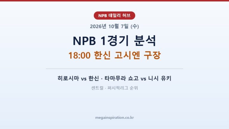 2026년 10월 7일 (수) NPB 분석