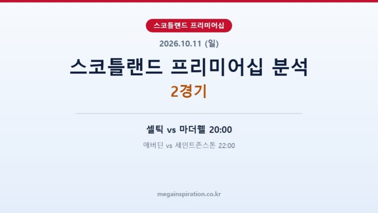 2026년 10월 11일 스코틀랜드 프리미어십 분석