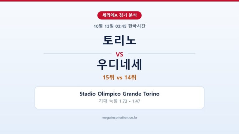 토리노 vs 우디네세 세리에A 분석