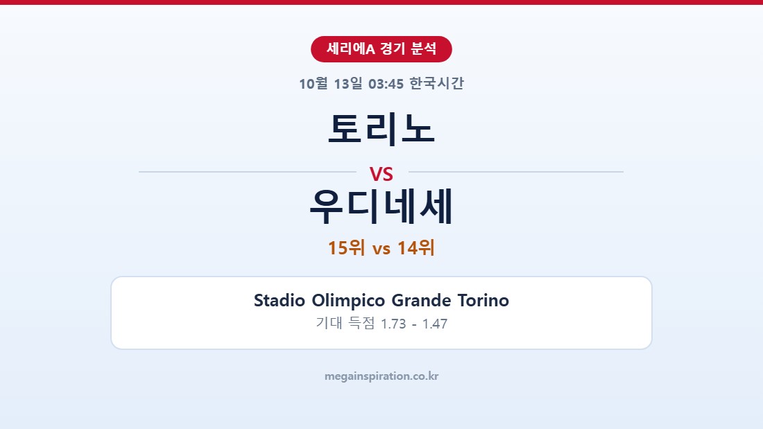 토리노 vs 우디네세 세리에A 분석