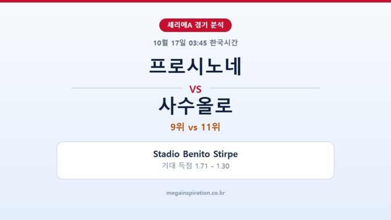 프로시노네 vs 사수올로 세리에A 분석