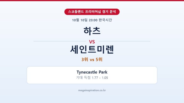 하츠 vs 세인트미렌 스코틀랜드 프리미어십 분석