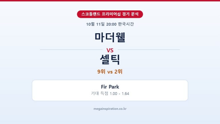 마더웰 vs 셀틱 스코틀랜드 프리미어십 분석