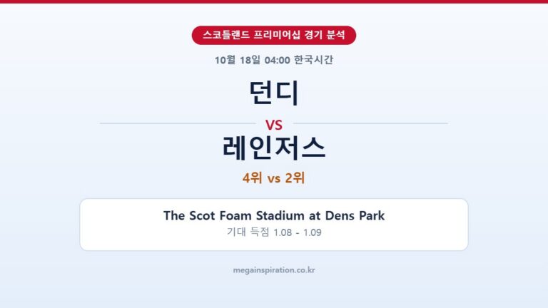 던디 vs 레인저스 스코틀랜드 프리미어십 분석