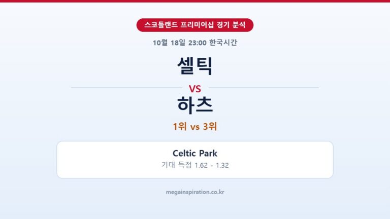셀틱 vs 하츠 스코틀랜드 프리미어십 분석