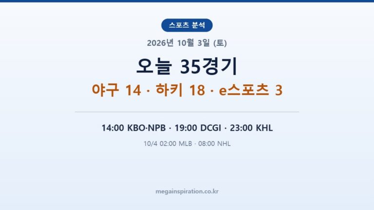 2026년 10월 3일 (토) 스포츠 분석