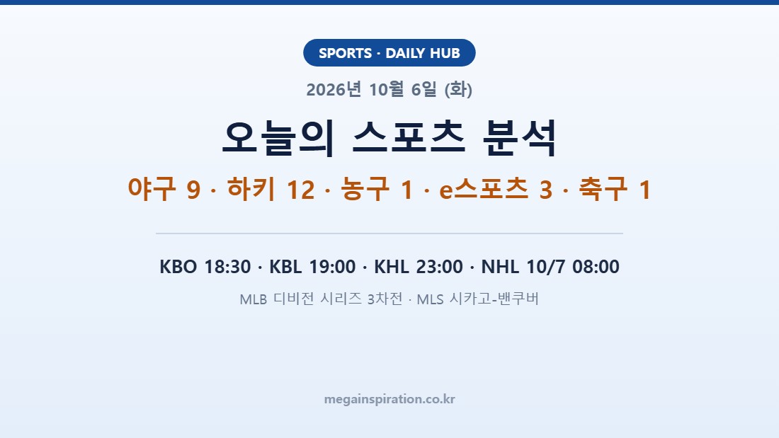 2026년 10월 6일 (화) 스포츠 분석