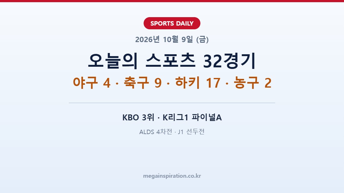2026년 10월 9일 스포츠 분석