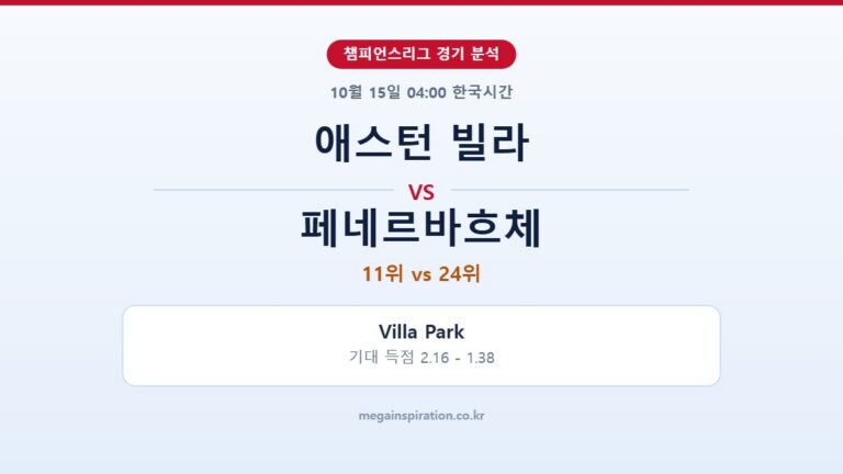 애스턴 빌라 vs 페네르바흐체 챔피언스리그 분석