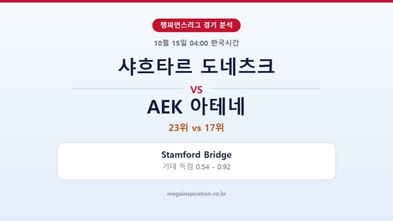 샤흐타르 도네츠크 vs AEK 아테네 챔피언스리그 분석
