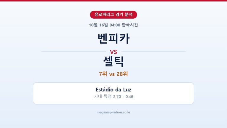 벤피카 vs 셀틱 유로파리그 분석