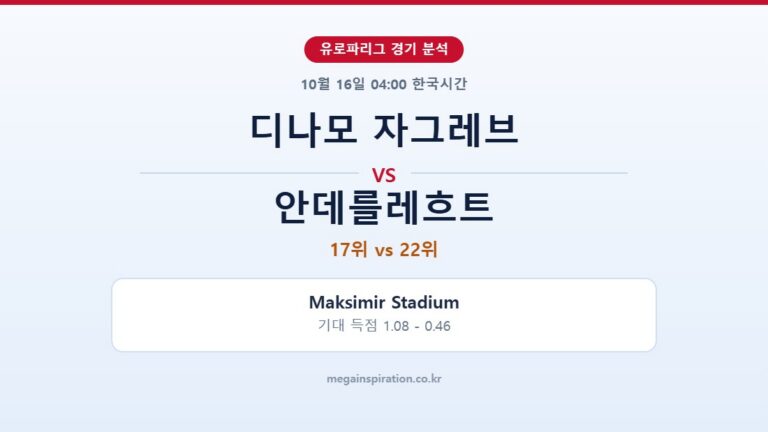 디나모 자그레브 vs 안데를레흐트 유로파리그 분석
